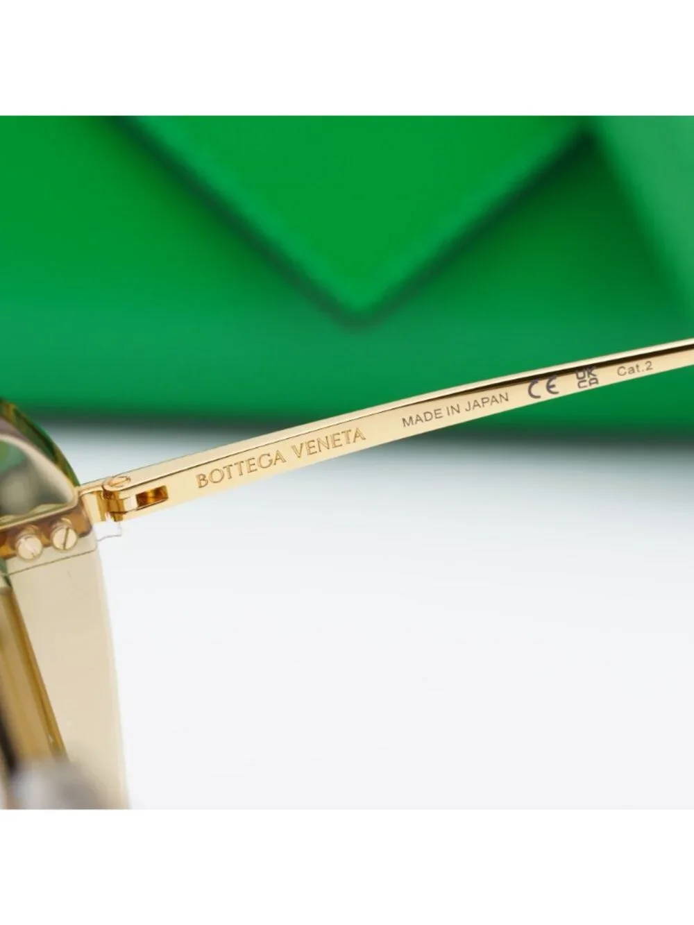Bottega Veneta BV1436S 004 Square Sunglasses - Shiny Transparent Yellow/Gold